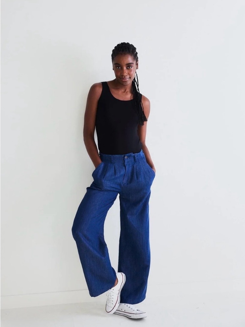 Ruti Ebb and Flow Wide Leg Denim Pants Dark Wash Size 1 Cotton Linen EUC - Picture 13 of 14